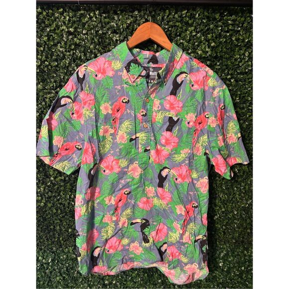 Chubbies The Nutter Toucan Parrot Novelty Cotton Tropical Shirt Men’s Size Large - Picture 1 of 5